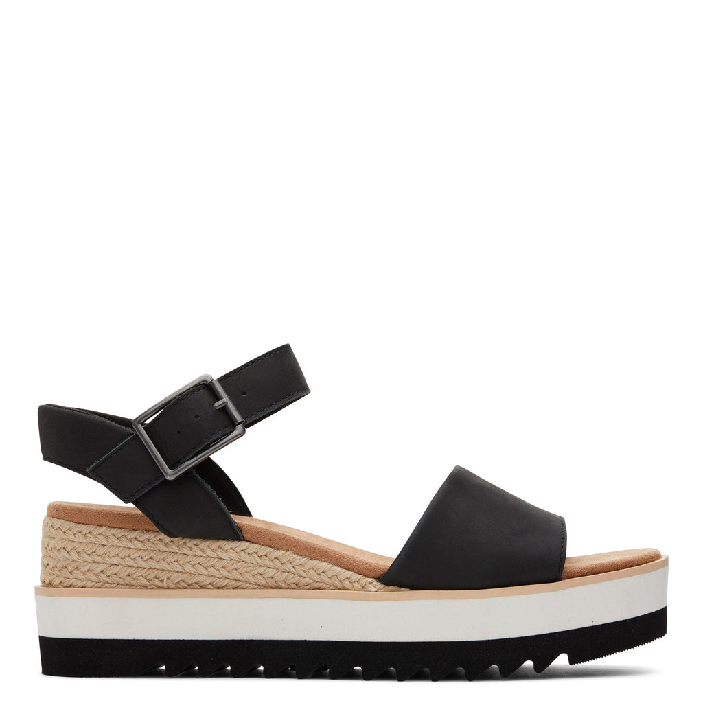Women's TOMS Diana Sandal BLACK LEATHER 10019743