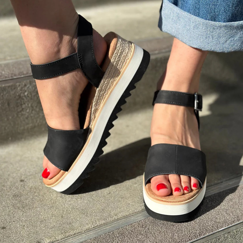 Women's TOMS Diana Sandal BLACK LEATHER 10019743