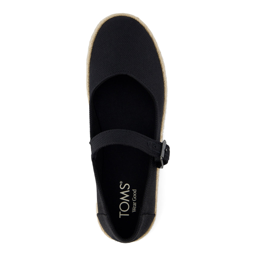 Women's TOMS Carolina Espadrille Mary Jane BLACK CANVAS 10021878