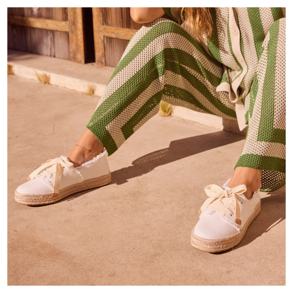 Women's TOMS Carolina Lace-Up Espadrille Slip-On WHITE 10021879