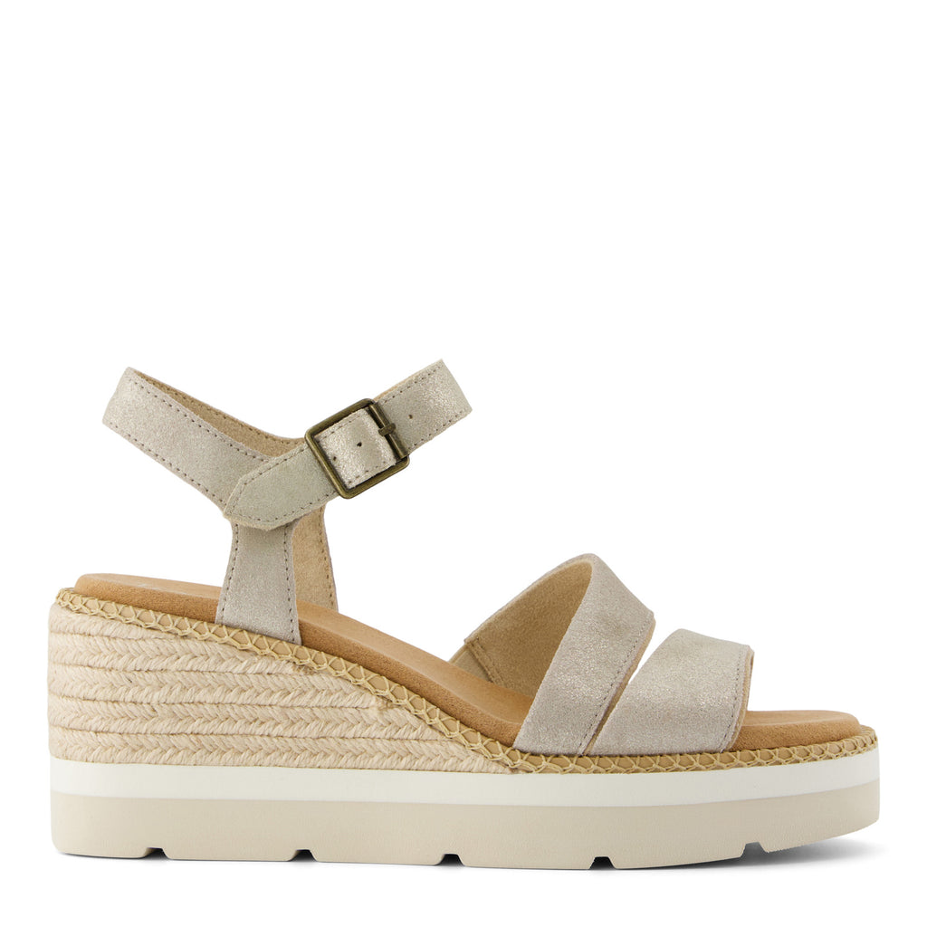 Women's TOMS Darya Sandal CHAMPAGNE METALLIC SUEDE 10021963