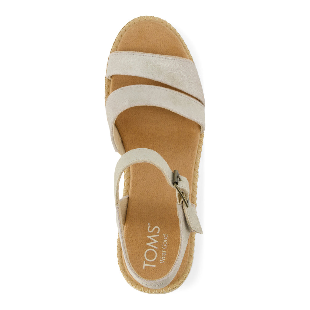 Women's TOMS Darya Sandal CHAMPAGNE METALLIC SUEDE 10021963