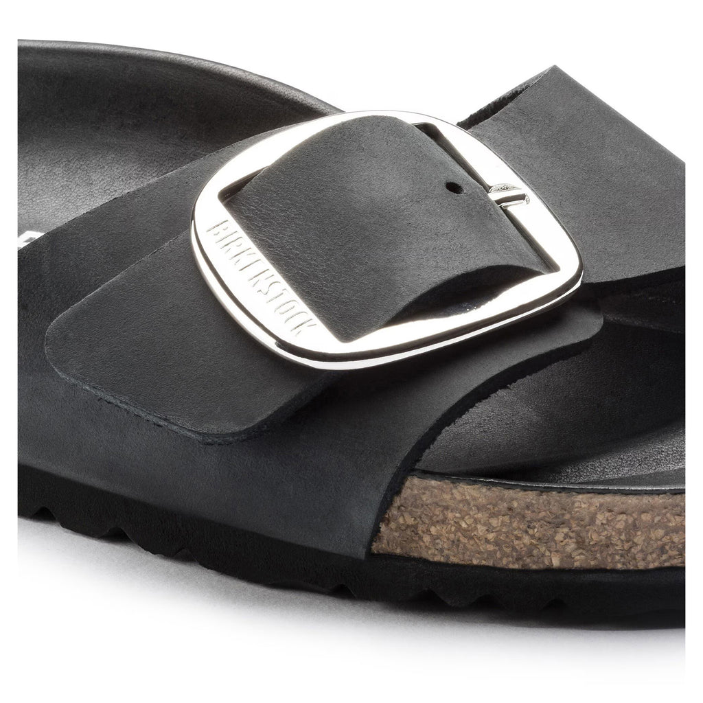 Women's Birkenstock Madrid Big Buckle Sandal BLACK OILED LEATHER 1006523 N