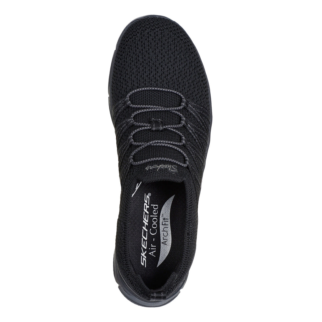 Women's Skechers Arch Fit: Sunny - Creative Pass Sneaker BLACK/BLACK 100728-BBK