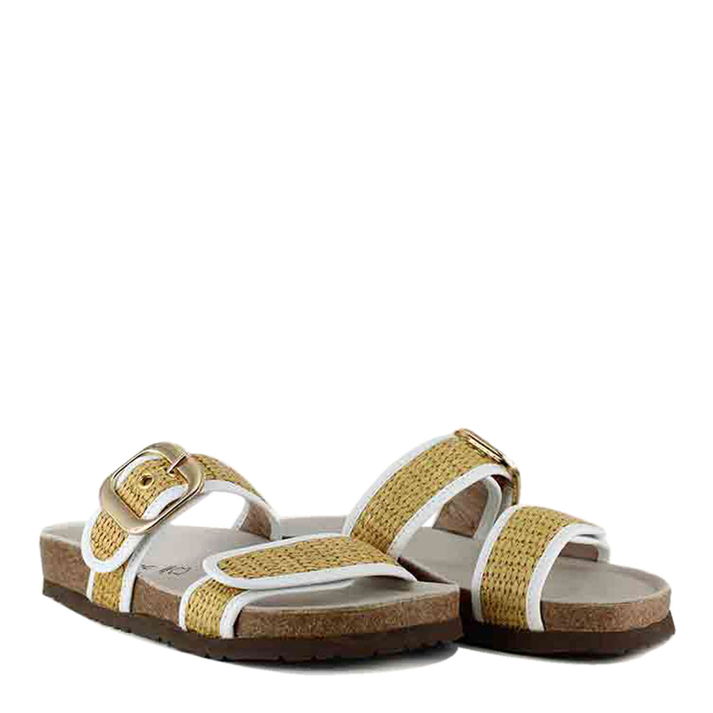 Women's Naot Nashville Sandal WHITE / GOLDEN BLONDE RAFFIA 101208-YBY