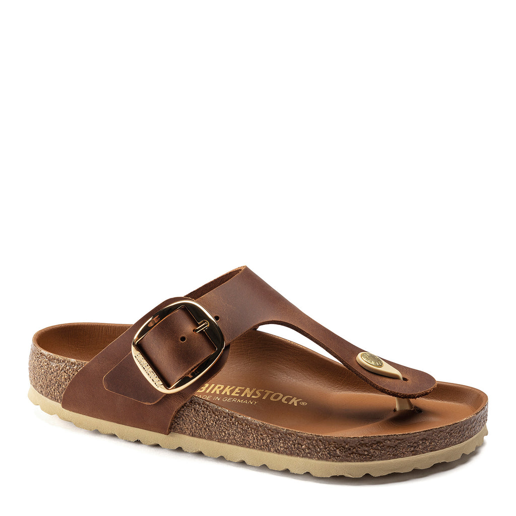 Women's Birkenstock Gizeh Big Buckle Sandal - Regular Fit COGNAC OILED LEATHER 1018745 R