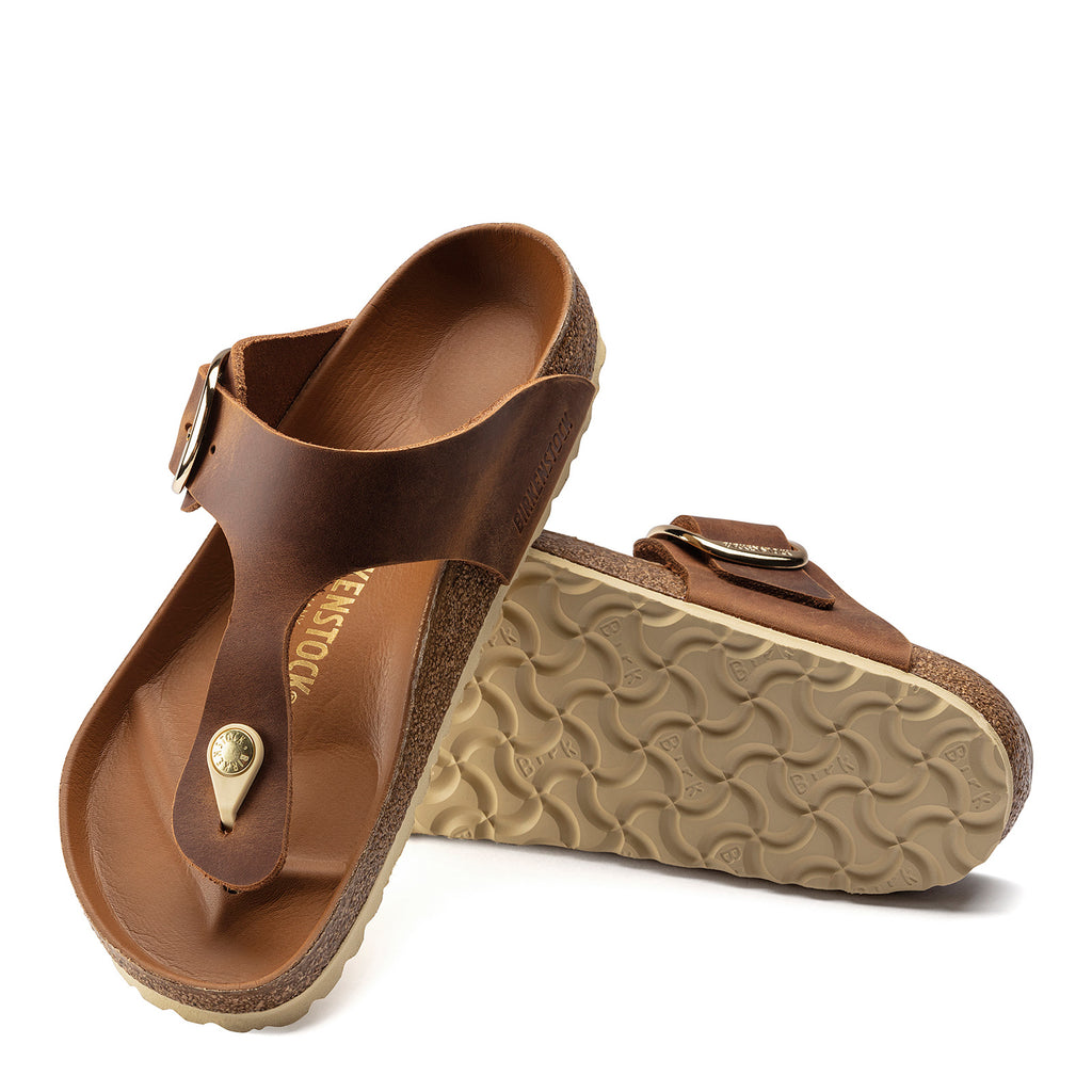 Women's Birkenstock Gizeh Big Buckle Sandal - Regular Fit COGNAC OILED LEATHER 1018745 R