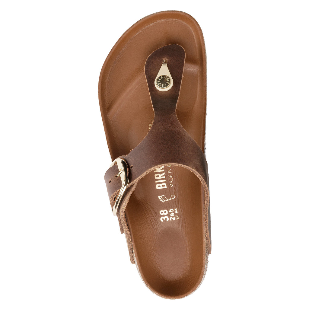 Women's Birkenstock Gizeh Big Buckle Sandal - Regular Fit COGNAC OILED LEATHER 1018745 R