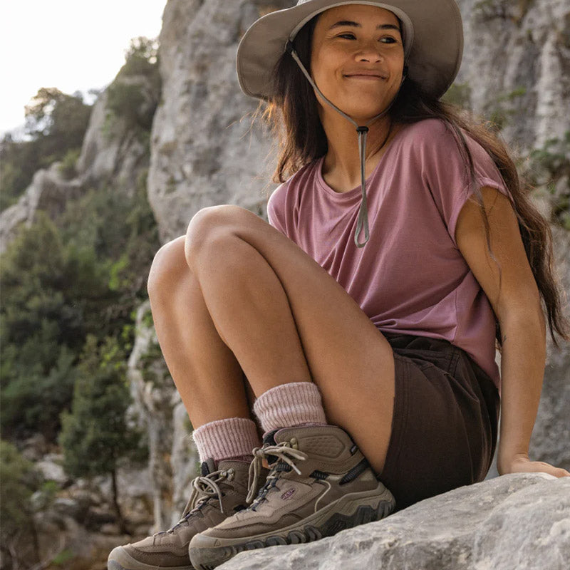 Women's KEEN Targhee IV Waterproof Hiking Boot - Wide Width BRINDLE/NOSTALGIA ROSE 1029017