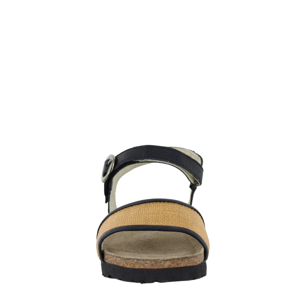 Women's Naot Cecile Sandal SOFT BLACK / GOLDEN RAFFIA 103191-SBF