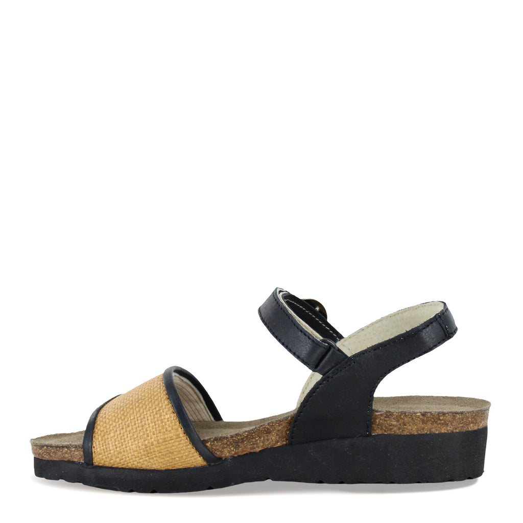 Women's Naot Cecile Sandal SOFT BLACK / GOLDEN RAFFIA 103191-SBF