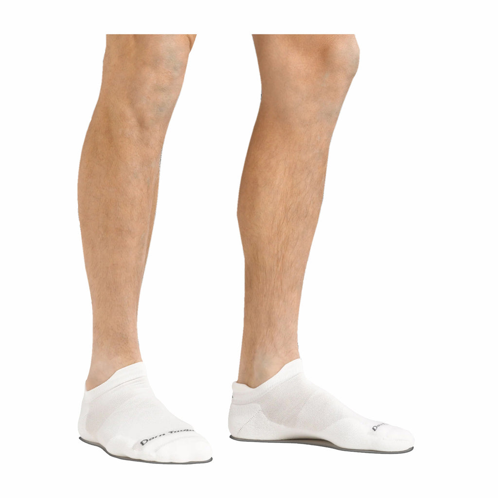 Men's Darn Tough No Show Tab Cushioned Ultra-Lightweight Running Socks WHITE 1039-WHITE