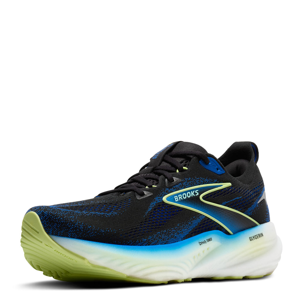 Men's Brooks Glycerin 22 Running Shoe Black Cobalt Neo Yellow 110445 1D 002