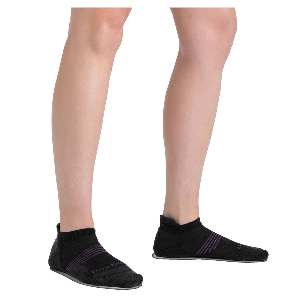 Women's Darn Tough No Show Tab Cushioned Ultra-Lightweight Running Socks BLACK 1112-BLACK