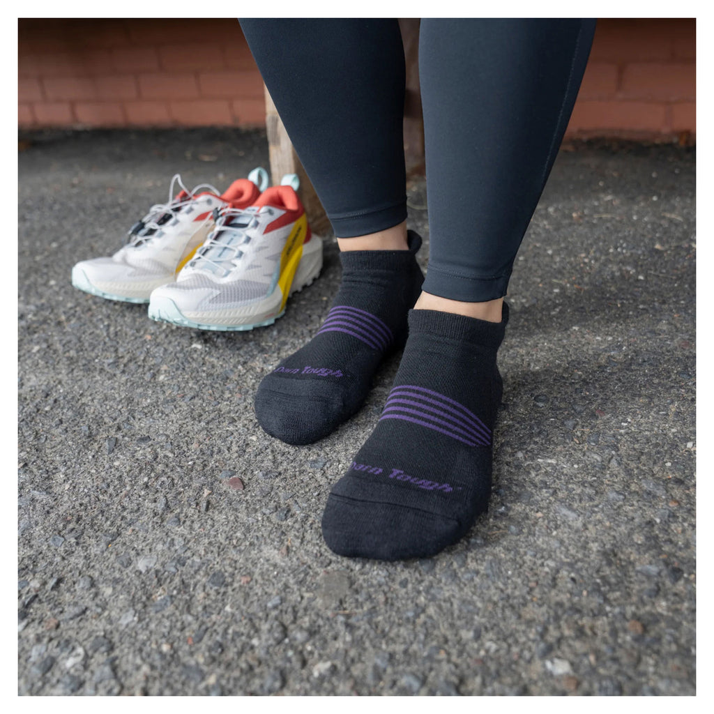 Women's Darn Tough No Show Tab Cushioned Ultra-Lightweight Running Socks BLACK 1112-BLACK
