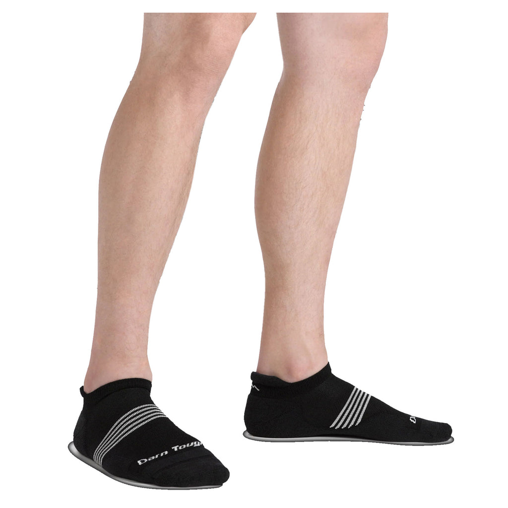 Men's Darn Tough No Show Tab Cushioned Ultra-Lightweight Running Socks BLACK 1116-BLACK