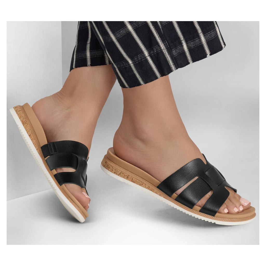 Women's Skechers BOBS Desert Kiss Low - Peak Look Sandal BLACK 114707-BLK