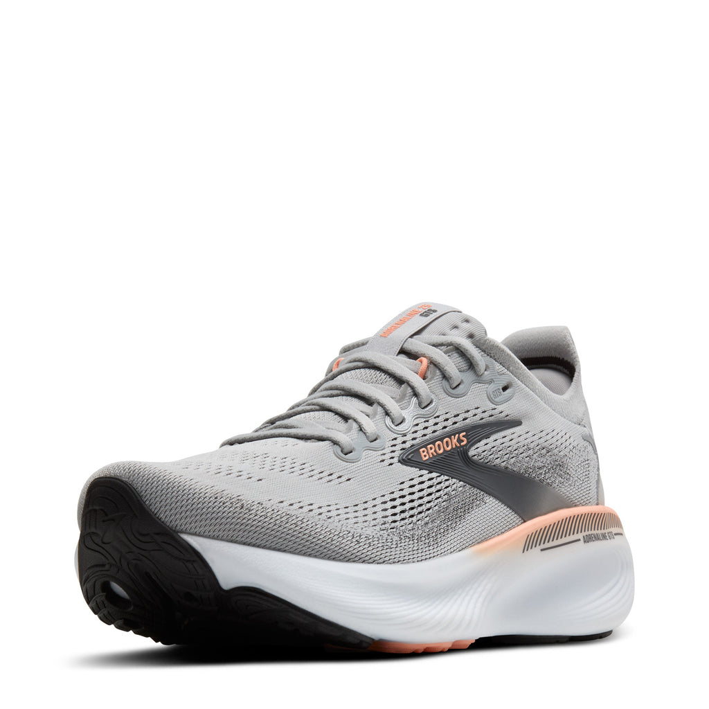Women's Brooks Adrenaline GTS 25 Running Shoe GREY/BLACKENED PEARL/CORAL 120443 1B 032