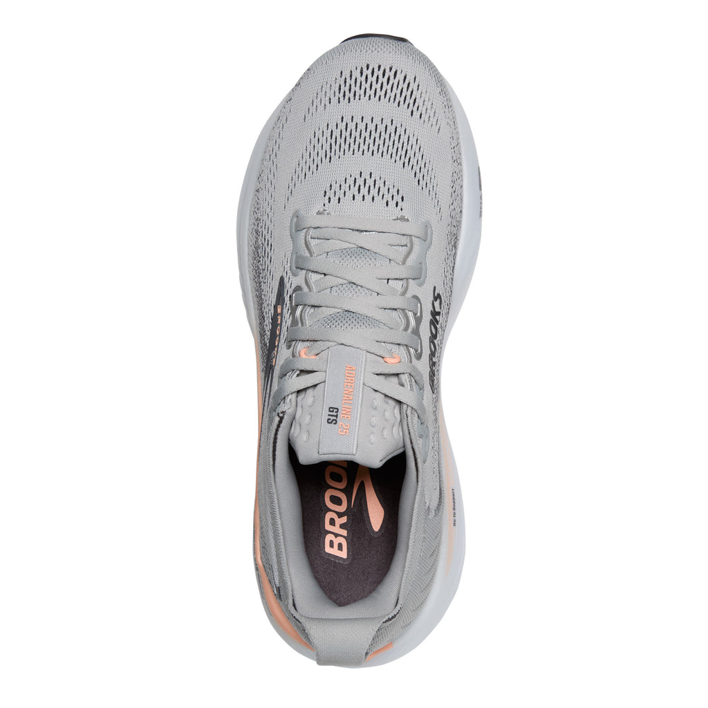 Women's Brooks Adrenaline GTS 25 Running Shoe - Narrow Width GREY/BLACKENED PEARL/CORAL 120443 2A 032