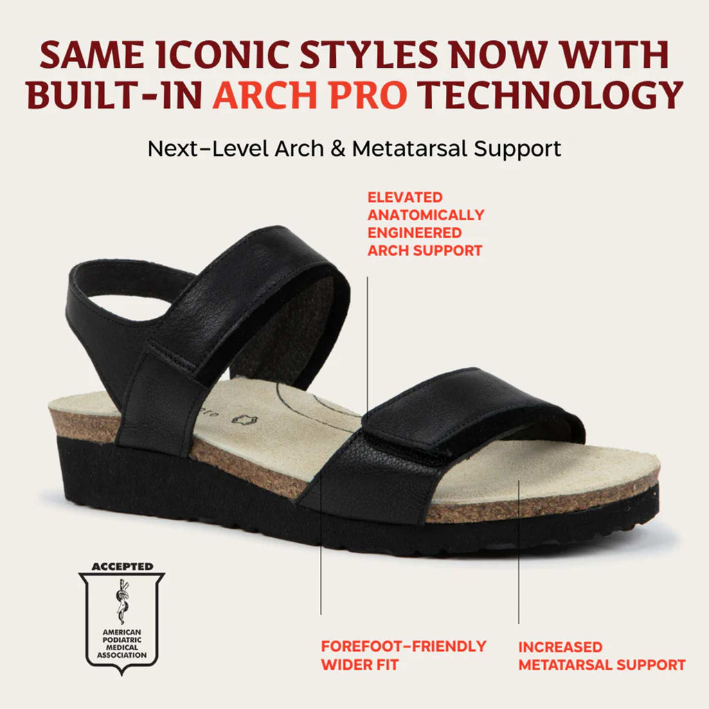 Women's Naot Aisha Arch Pro Sandal - Wide Width BLACK LEATHER 125103-NKL