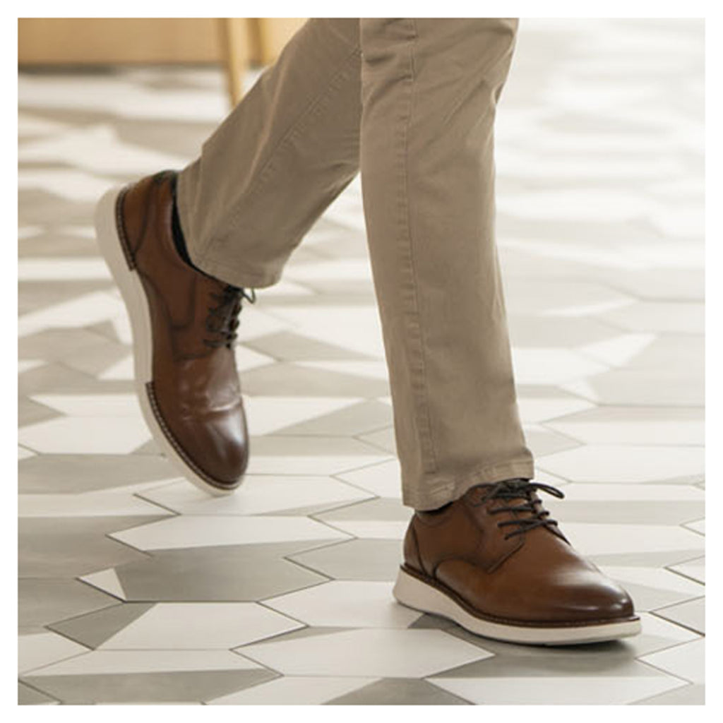 Men's Florsheim Launch Plain Toe Oxford Cognac/Navy Smooth w/White Sol 14440-229