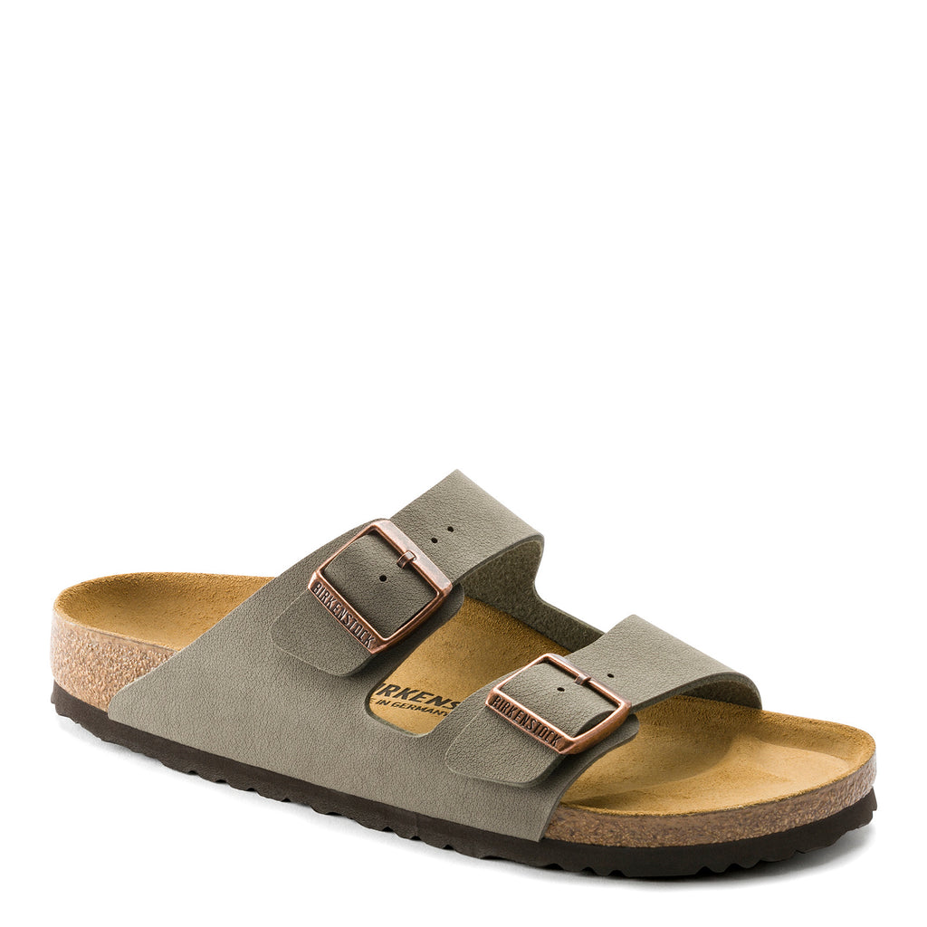Women's Birkenstock Arizona Birkibuc Sandals - Narrow Fit STONE BIRKIBUC 151213 N