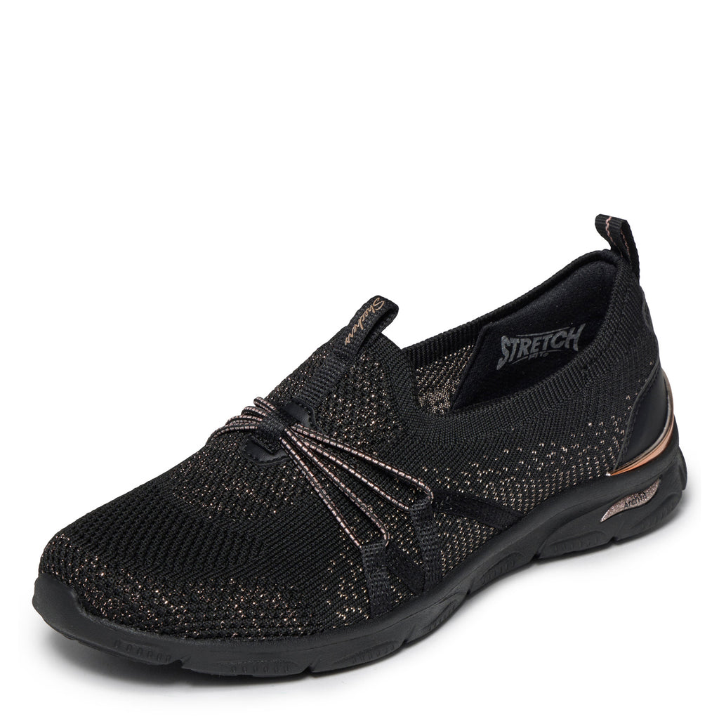 Women's Skechers Arch Fit Sunny - Flutter Step Sneaker BLACK ROSE GOLD 159513-BKRG