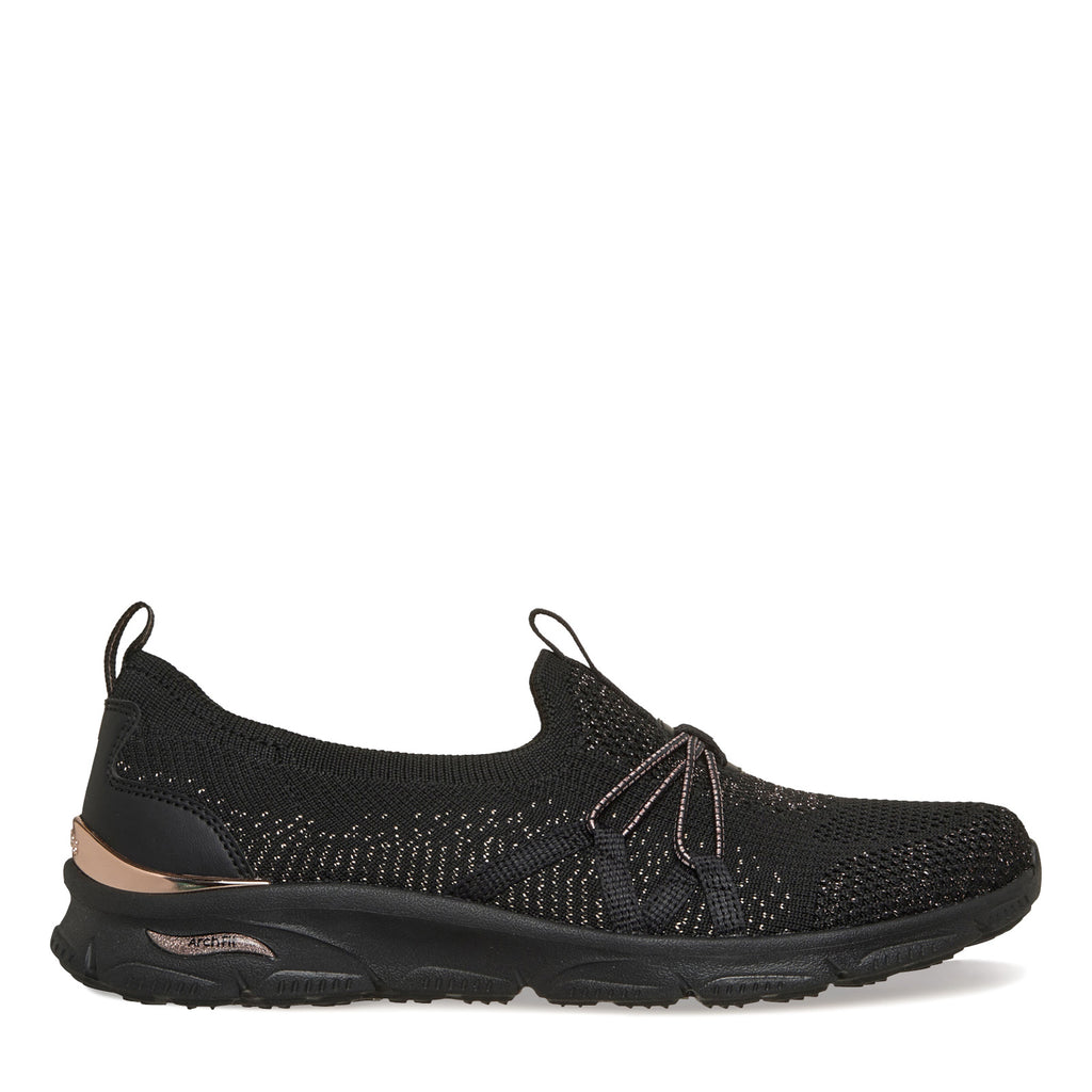 Women's Skechers Arch Fit Sunny - Flutter Step Sneaker BLACK ROSE GOLD 159513-BKRG