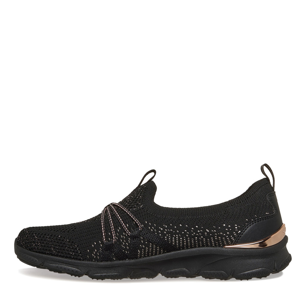 Women's Skechers Arch Fit Sunny - Flutter Step Sneaker BLACK ROSE GOLD 159513-BKRG
