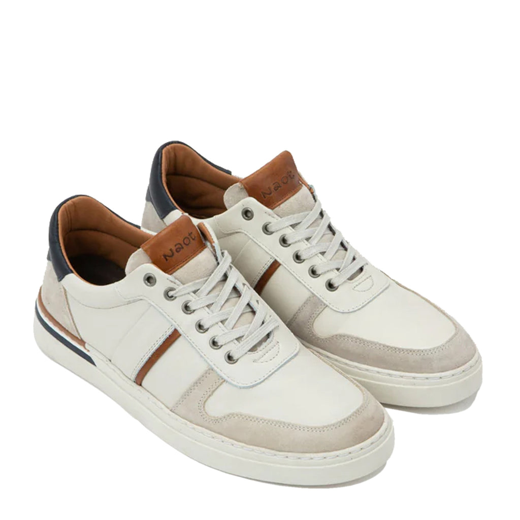 Men's Naot Swift Sneaker WHITE BROWN NAVY 180101-WCQ