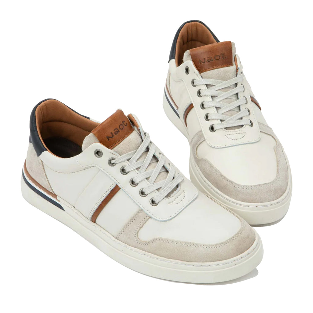 Men's Naot Swift Sneaker WHITE BROWN NAVY 180101-WCQ