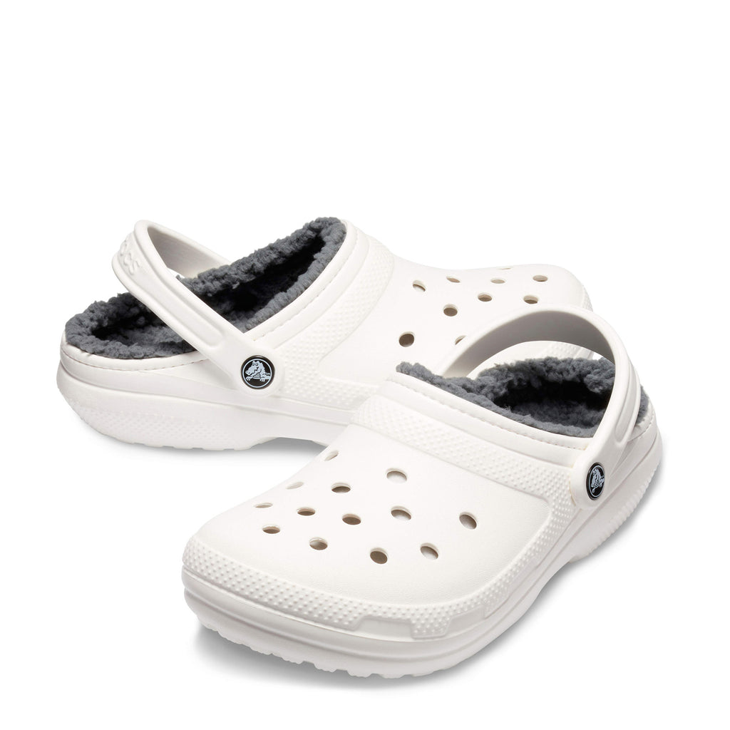 Women's Crocs Classic Lined Clog WHITE/GREY 203591-10M