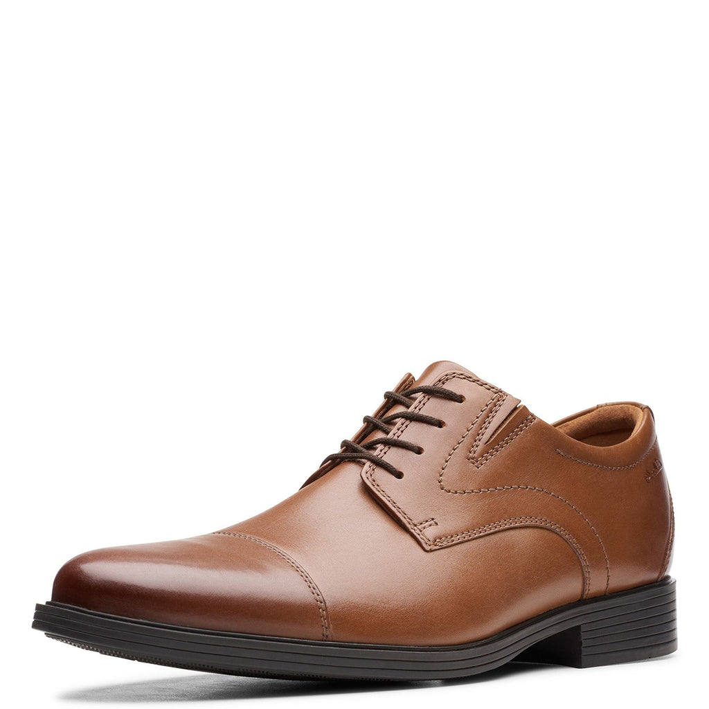 Men's Clarks Whiddon Cap Toe Oxford DARK TAN LEATHER 26152913