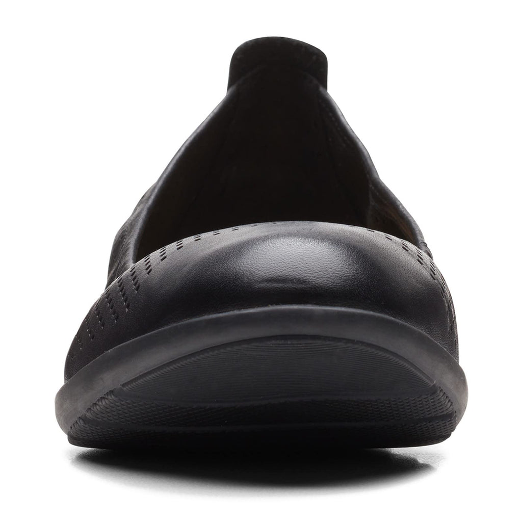 Women's Clarks Jenette Ease Flat BLACK PERF 26165152