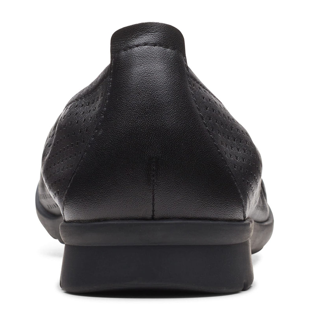Women's Clarks Jenette Ease Flat BLACK PERF 26165152