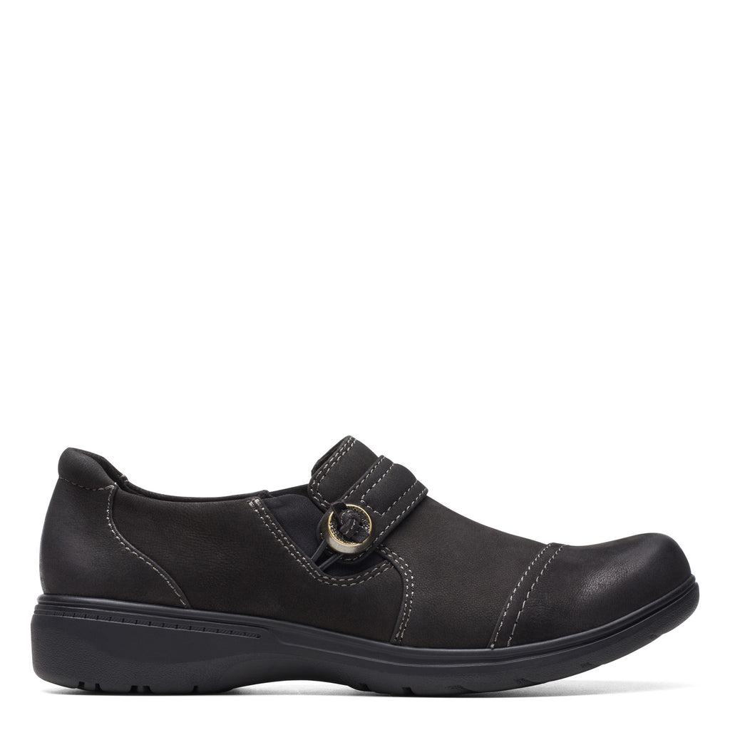 Peltz Shoes  Women's Clarks Carleigh Pearl Slip-On black nubuck 26175048