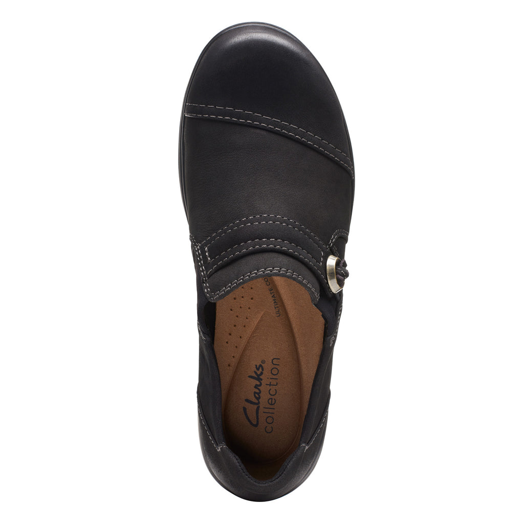 Peltz Shoes  Women's Clarks Carleigh Pearl Slip-On black nubuck 26175048