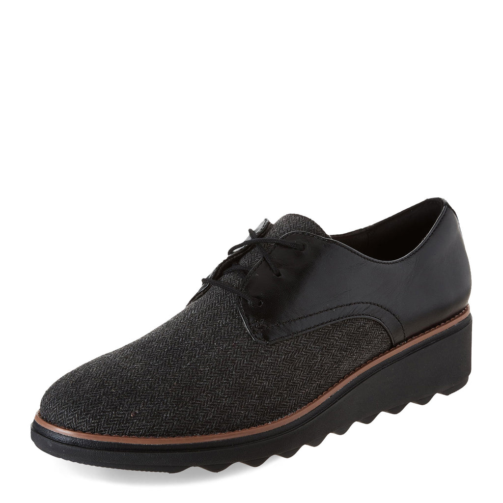 Women's Clarks Sharon Rae Oxford BLACK TWEED COMBO 26175417