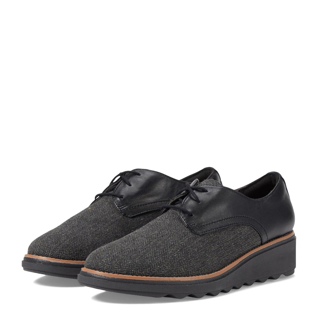Women's Clarks Sharon Rae Oxford BLACK TWEED COMBO 26175417