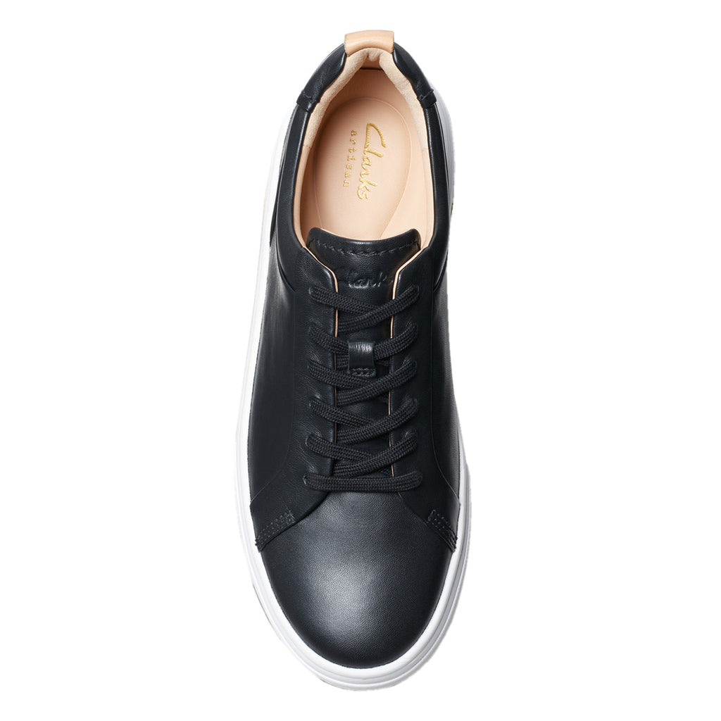 Women's Clarks Hollyhock Walk Sneaker BLACK LEATHER 26176307