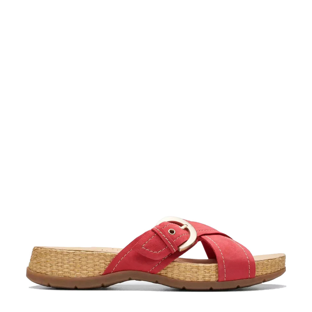 Women's Clarks Reileigh May Sandal CHERRY NUBUCK 26178001