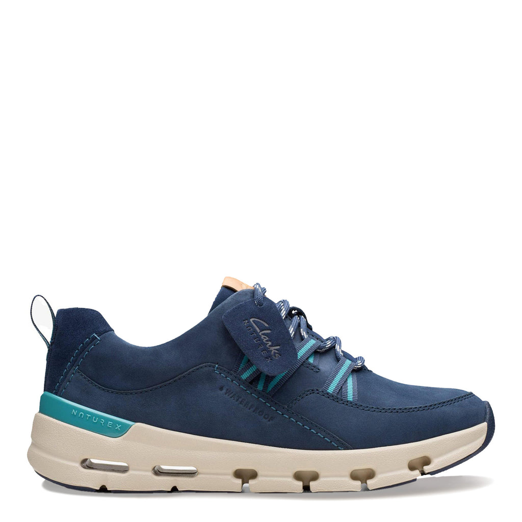 Women's Clarks Naturex Tie Waterproof Sneaker NAVY COMBI 26178877
