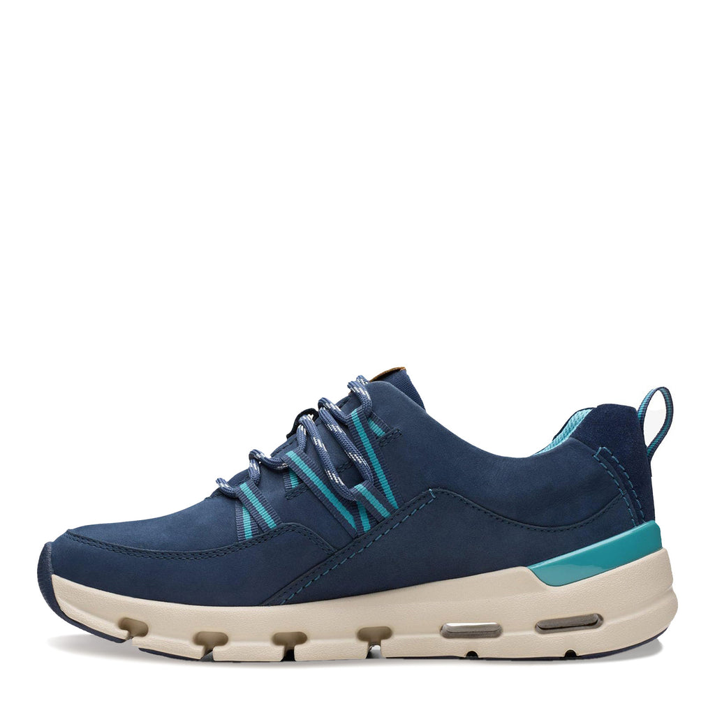 Women's Clarks Naturex Tie Waterproof Sneaker NAVY COMBI 26178877