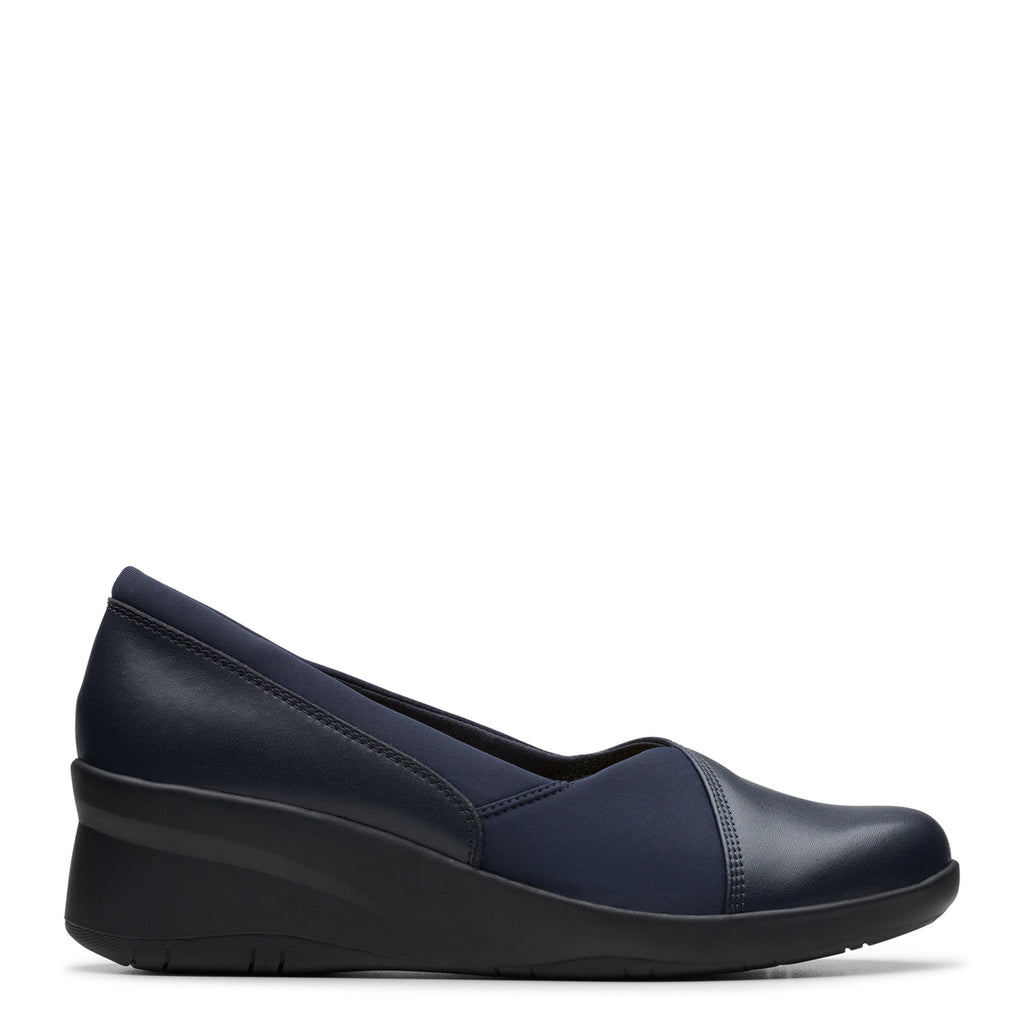 Women's Clarks Suttyn Walk Wedge Slip-On NAVY 26180142