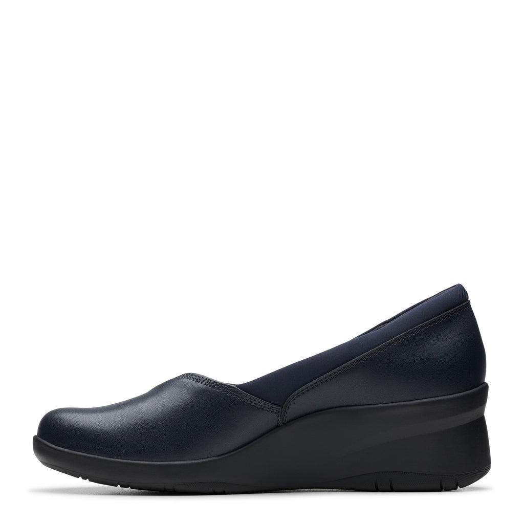 Women's Clarks Suttyn Walk Wedge Slip-On NAVY 26180142