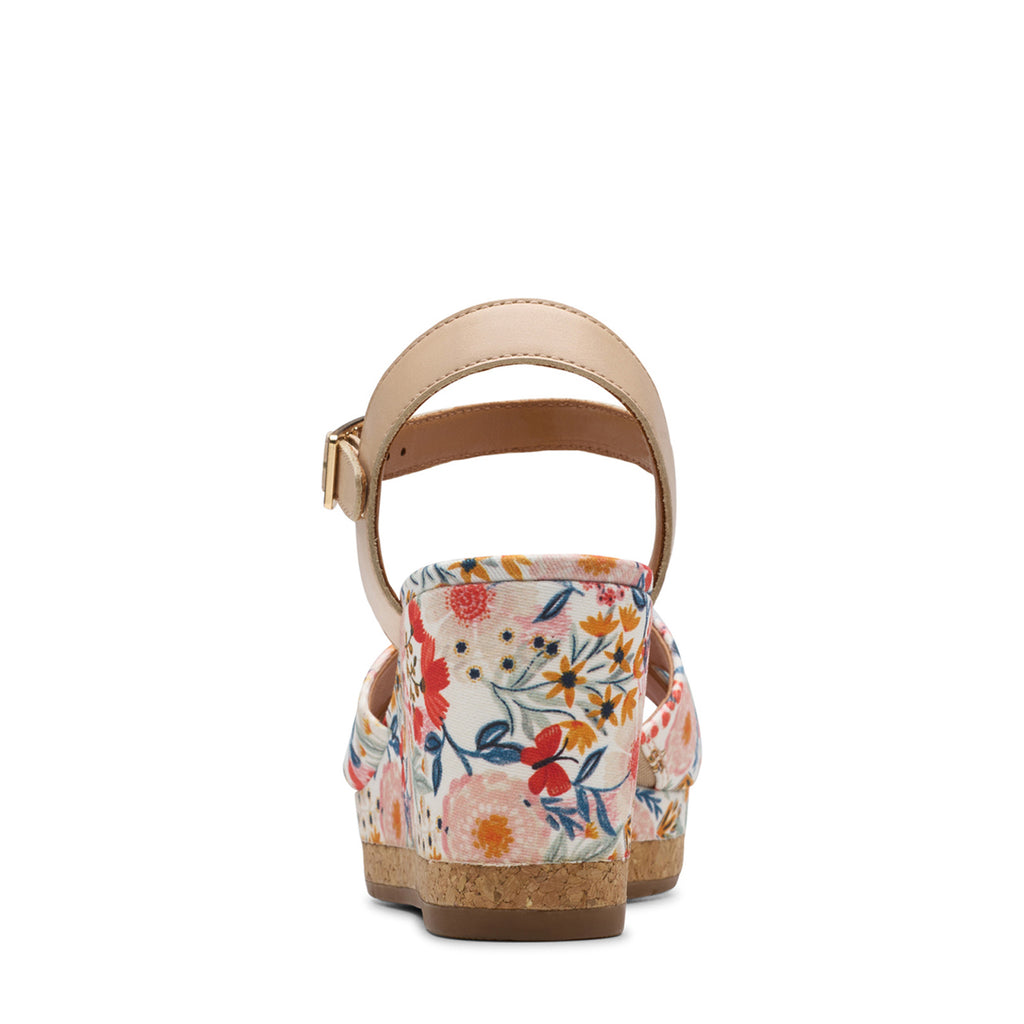 Women's Clarks Chicly Floral Wedge Sandal WHITE FLORAL 26182872