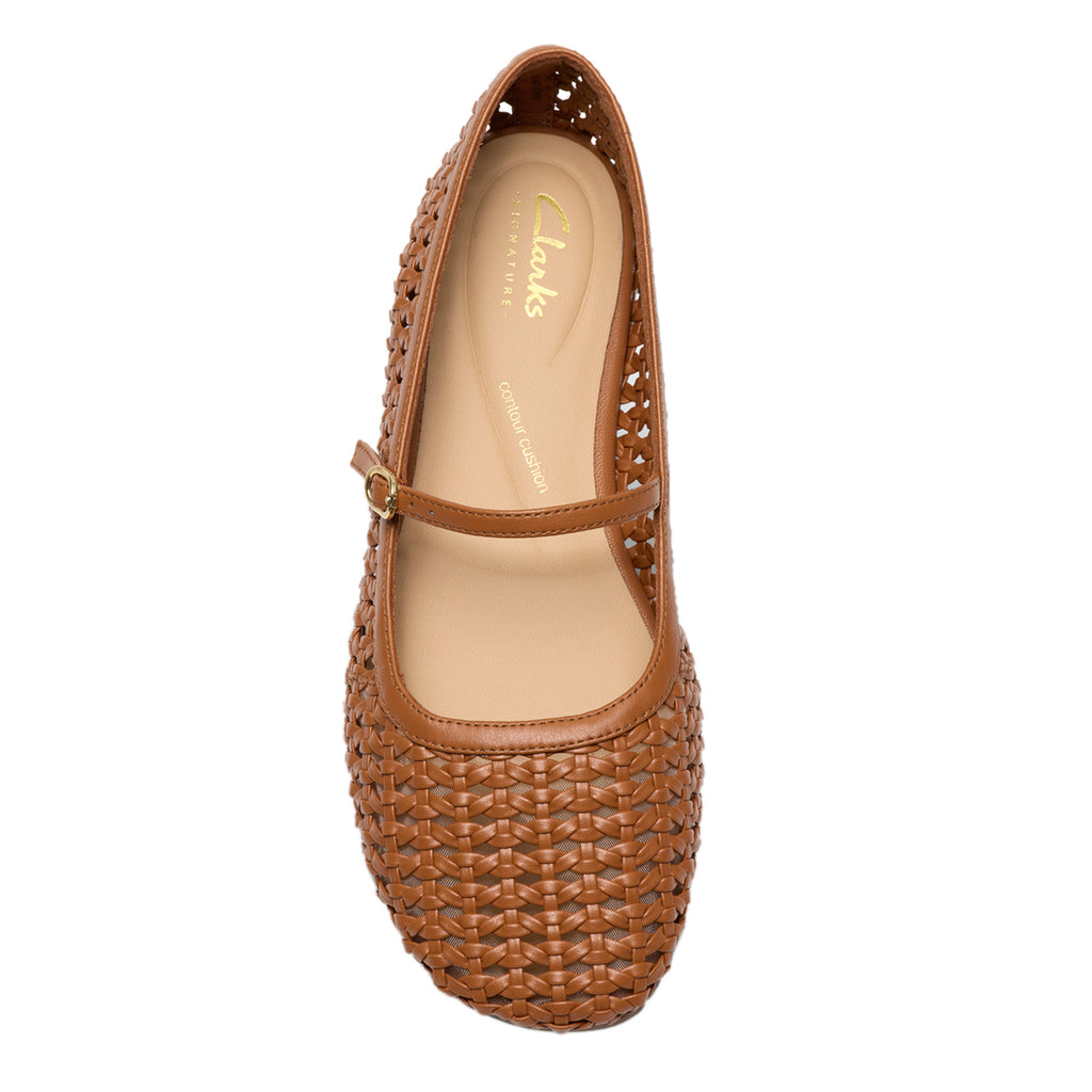 Women's Clarks Livia Sky Flat TAN WOVEN 26185980