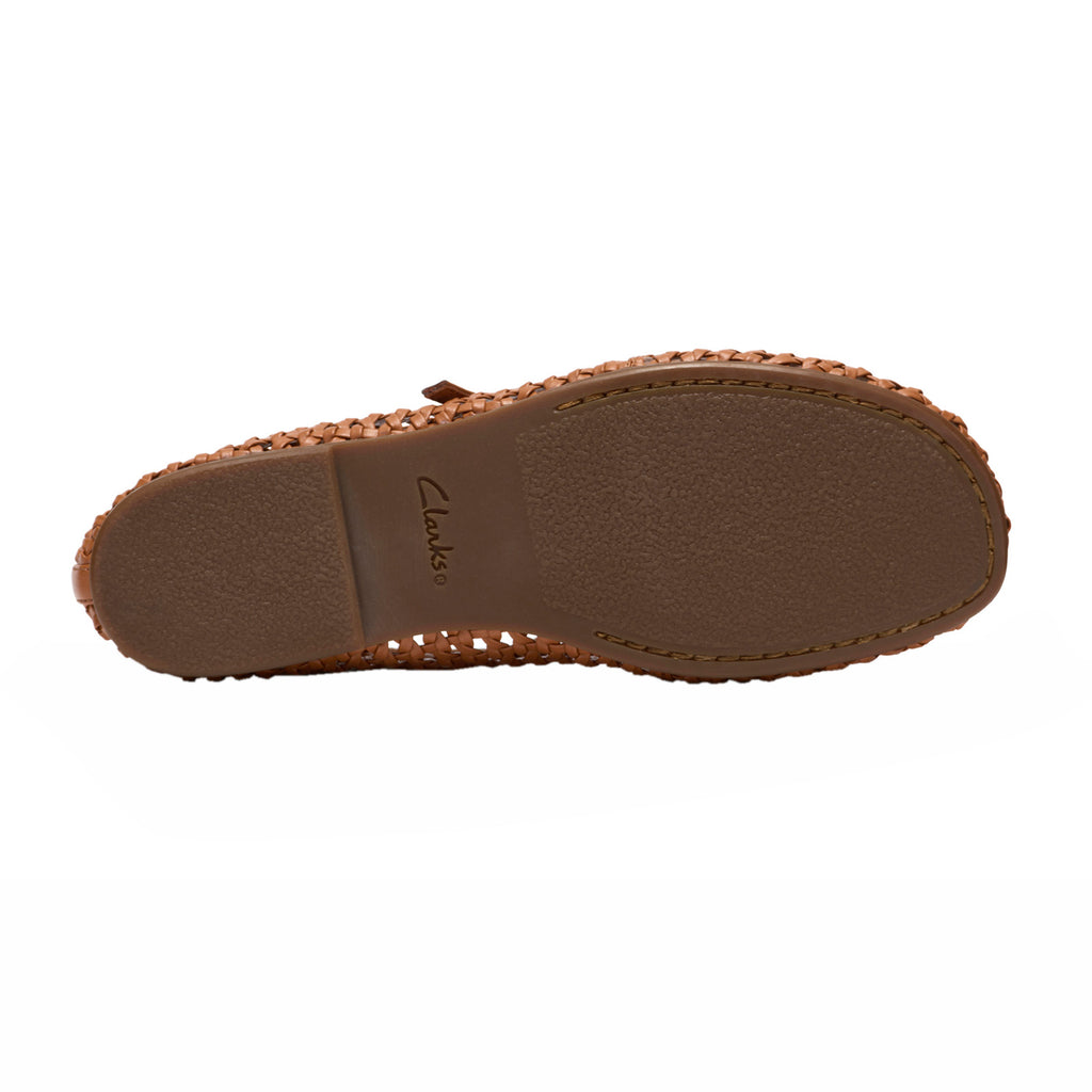 Women's Clarks Livia Sky Flat TAN WOVEN 26185980