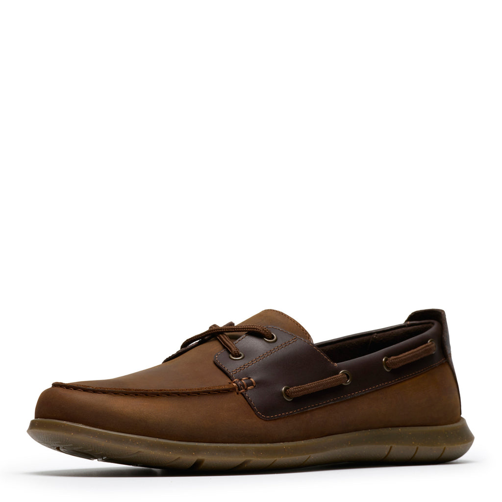 Men's Clarks Flexway 2-Eye Boat Shoe BROWN NUBUCK 26187414