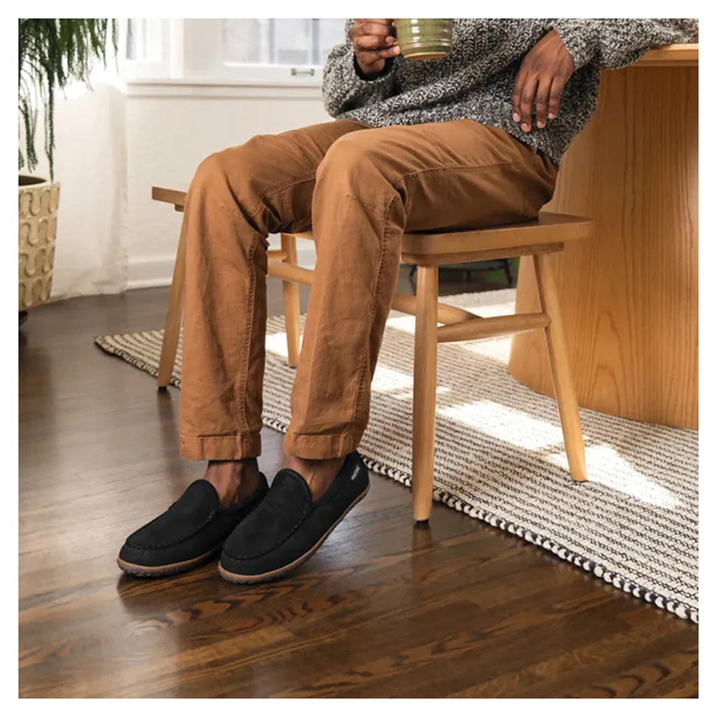 Men's Minnetonka Tilden Slipper BLACK RUFF 41004